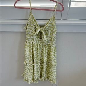 Vibrant Yellow Floral Dress with Bow